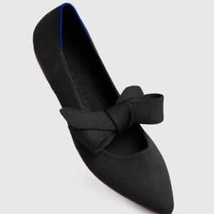 Rothy’s The Point Mary Jane Bow Tie Flat Comfortable Black Size 6.5 EUC !